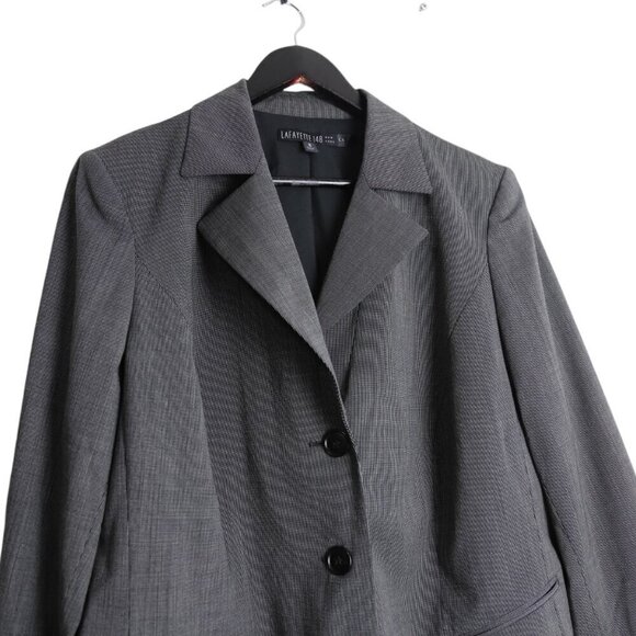 Lafayette 148 New York Blazer Jacket Women's Size 16 Charcoal Stretch Wool Blend - Picture 2 of 8